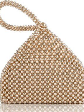 Pearl Clutch Purse Evening Bags for Women Elegant Triangle Purse for Wedding